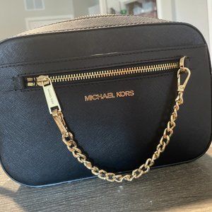 Michael Kors Jet Set Large Saffiano Leather Crossbody Bag - Black